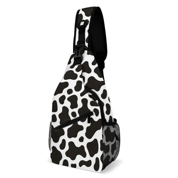 Full Print Chest Bag 815in Outer Large Bag On Both Sides Of Mesh Bag Inside Pocket Design Sponge Pad Shoulder Strap Black White Cow Print