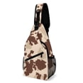 thumbnail image 1 of Full Print Chest Bag 8×15in Outer Large Bag On Both Sides Of Mesh Bag Inside Pocket Design Sponge Pad Shoulder Strap Brown Cow Pattern, 1 of 8