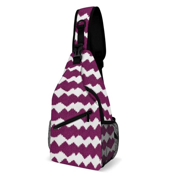 Full Print Chest Bag 815in Outer Large Bag On Both Sides Of Mesh Bag Inside Pocket Design Sponge Pad Shoulder Strap Magenta Houndstooth_3