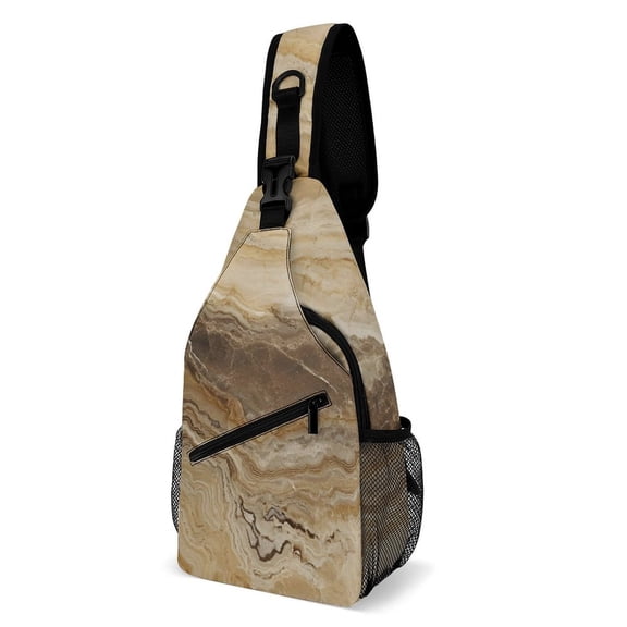 Full Print Chest Bag 815in Outer Large Bag On Both Sides Of Mesh Bag Inside Pocket Design Sponge Pad Shoulder Strap SandyBrown Marble_4