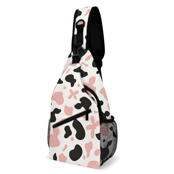Full Print Chest Bag 815in Outer Large Bag On Both Sides Of Mesh Bag Inside Pocket Design Sponge Pad Shoulder Strap Simple Cow-print Pattern_3