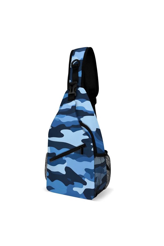 Full Print Chest Bag 815in Outer Large Bag On Both Sides Of Mesh Bag Inside Pocket Design Sponge Pad Shoulder Strap Vector Camouflage Pattern Blue_1