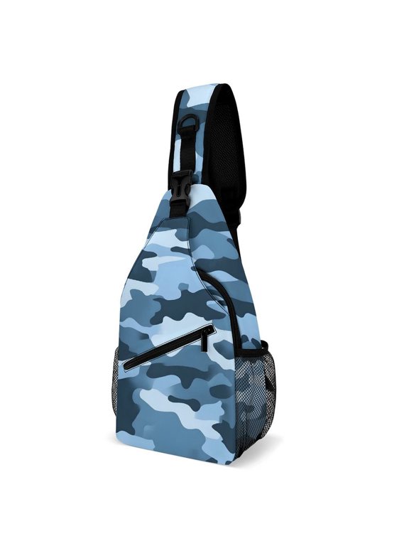 Full Print Chest Bag 815in Outer Large Bag On Both Sides Of Mesh Bag Inside Pocket Design Sponge Pad Shoulder Strap Vector Camouflage Pattern Blue_3