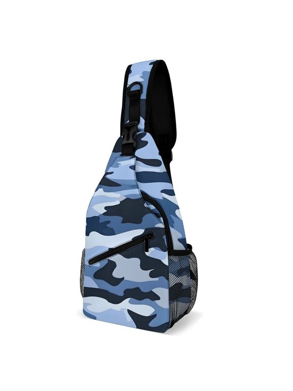Full Print Chest Bag 815in Outer Large Bag On Both Sides Of Mesh Bag Inside Pocket Design Sponge Pad Shoulder Strap Vector Camouflage Pattern Blue_4