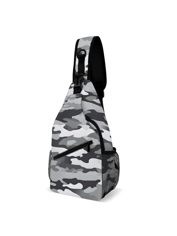 Full Print Chest Bag 815in Outer Large Bag On Both Sides Of Mesh Bag Inside Pocket Design Sponge Pad Shoulder Strap Vector Camouflage Pattern Gray_1