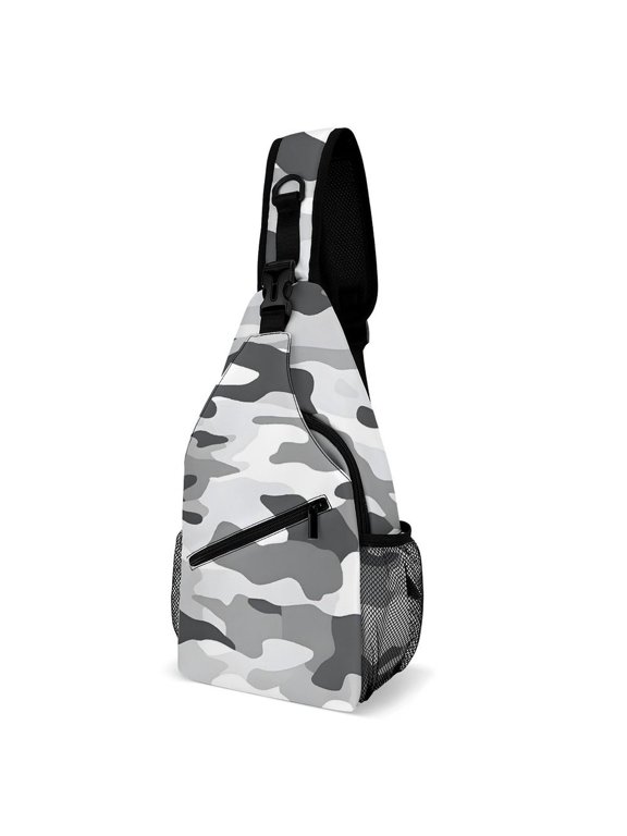 Full Print Chest Bag 815in Outer Large Bag On Both Sides Of Mesh Bag Inside Pocket Design Sponge Pad Shoulder Strap Vector Camouflage Pattern Gray_2