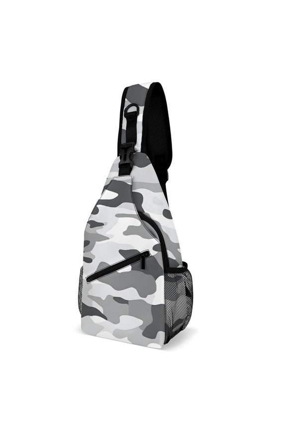 Full Print Chest Bag 815in Outer Large Bag On Both Sides Of Mesh Bag Inside Pocket Design Sponge Pad Shoulder Strap Vector Camouflage Pattern Gray_2