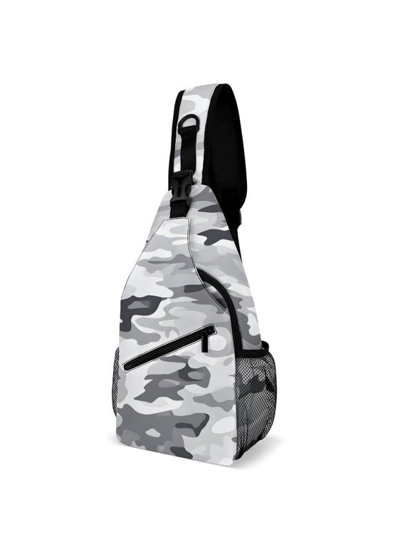 Full Print Chest Bag 815in Outer Large Bag On Both Sides Of Mesh Bag Inside Pocket Design Sponge Pad Shoulder Strap Vector Camouflage Pattern Gray_3