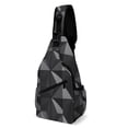 thumbnail image 1 of Full Print Chest Bag 8×15in Outer Large Bag On Both Sides Of Mesh Bag Inside Pocket Design Sponge Pad Shoulder Strap Dark Gray Geometric Patterns_1 (2), 1 of 8