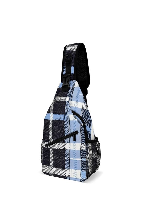 Full Print Chest Bag 815in Outer Large Bag On Both Sides Of Mesh Bag Inside Pocket Design Sponge Pad Shoulder Strap MediumBlue Houndstooth Buffalo Plaid Tartan Check Scotland Hand-drawn Sketch_3