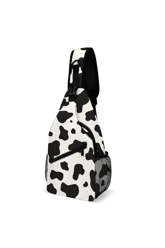 Full Print Chest Bag 815in Outer Large Bag On Both Sides Of Mesh Bag Inside Pocket Design Sponge Pad Shoulder Strap Simple Cow Print Pattern, Vector Art Style_1