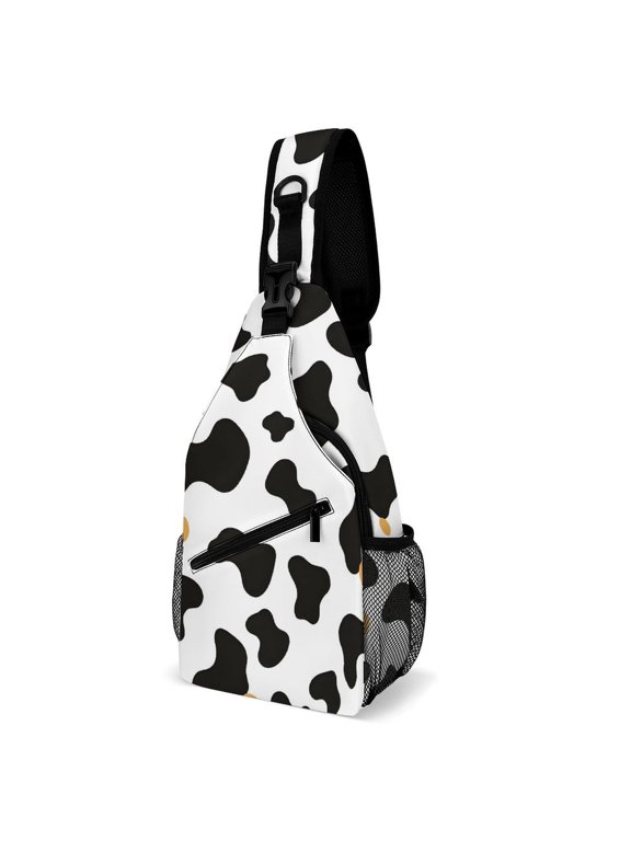 Full Print Chest Bag 815in Outer Large Bag On Both Sides Of Mesh Bag Inside Pocket Design Sponge Pad Shoulder Strap Simple Cow Print Pattern, Vector Art Style_2