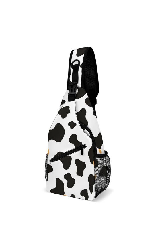 Full Print Chest Bag 815in Outer Large Bag On Both Sides Of Mesh Bag Inside Pocket Design Sponge Pad Shoulder Strap Simple Cow Print Pattern, Vector Art Style_2