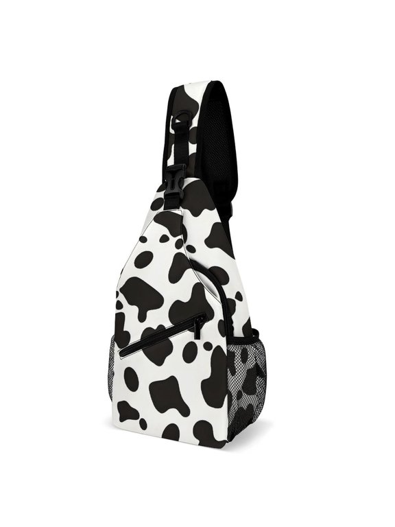 Full Print Chest Bag 815in Outer Large Bag On Both Sides Of Mesh Bag Inside Pocket Design Sponge Pad Shoulder Strap Simple Cow Print Pattern, Vector Art Style_3