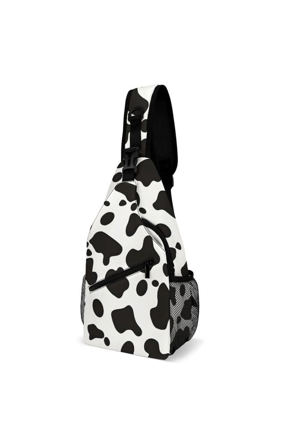 Full Print Chest Bag 815in Outer Large Bag On Both Sides Of Mesh Bag Inside Pocket Design Sponge Pad Shoulder Strap Simple Cow Print Pattern, Vector Art Style_3