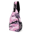 thumbnail image 1 of Full Print Chest Bag 8×15in Outer Large Bag On Both Sides Of Mesh Bag Inside Pocket Design Sponge Pad Shoulder Strap Texture Military Camouflage Pattern Abstract Pink_3, 1 of 8