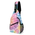thumbnail image 1 of Full Print Chest Bag 8×15in Outer Large Bag On Both Sides Of Mesh Bag Inside Pocket Design Sponge Pad Shoulder Strap Tie-dye Pattern Rainbow Colors Tie-dye Background_2, 1 of 8