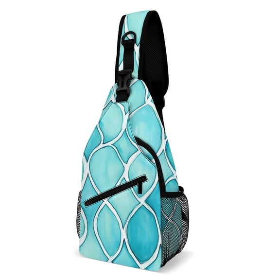 Full Print Chest Bag 815in Outer Large Bag On Both Sides Of Mesh Bag Inside Pocket Design Sponge Pad Shoulder Strap Turquoise Moroccan Trellis Hand-drawn Sketch_4