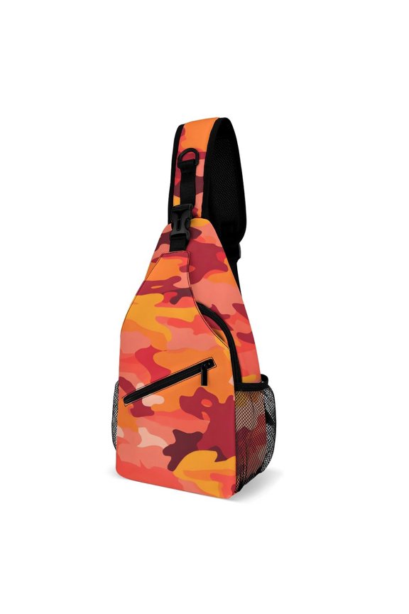 Full Print Chest Bag 815in Outer Large Bag On Both Sides Of Mesh Bag Inside Pocket Design Sponge Pad Shoulder Strap Vector Camouflage Pattern Orange Red_1