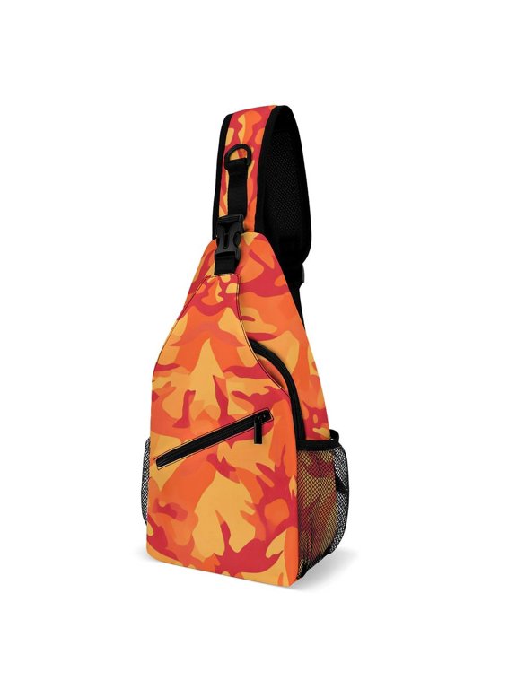 Full Print Chest Bag 815in Outer Large Bag On Both Sides Of Mesh Bag Inside Pocket Design Sponge Pad Shoulder Strap Vector Camouflage Pattern Orange Red_2