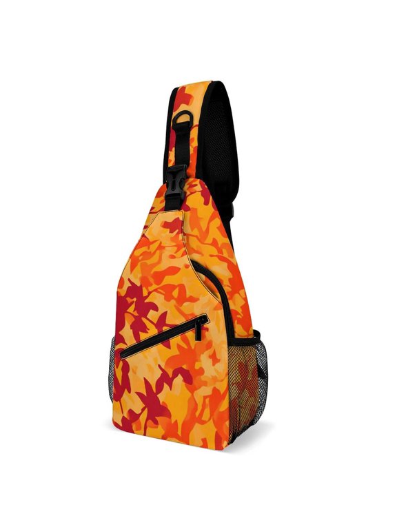 Full Print Chest Bag 815in Outer Large Bag On Both Sides Of Mesh Bag Inside Pocket Design Sponge Pad Shoulder Strap Vector Camouflage Pattern Orange Red_3