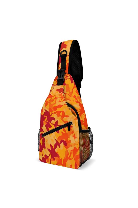 Full Print Chest Bag 815in Outer Large Bag On Both Sides Of Mesh Bag Inside Pocket Design Sponge Pad Shoulder Strap Vector Camouflage Pattern Orange Red_3