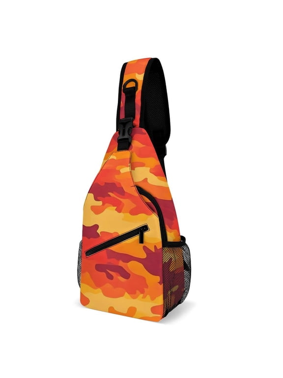 Full Print Chest Bag 815in Outer Large Bag On Both Sides Of Mesh Bag Inside Pocket Design Sponge Pad Shoulder Strap Vector Camouflage Pattern Orange Red_4