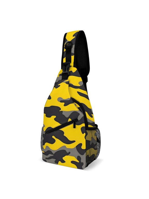 Full Print Chest Bag 815in Outer Large Bag On Both Sides Of Mesh Bag Inside Pocket Design Sponge Pad Shoulder Strap Vector Camouflage Pattern Yellow_1
