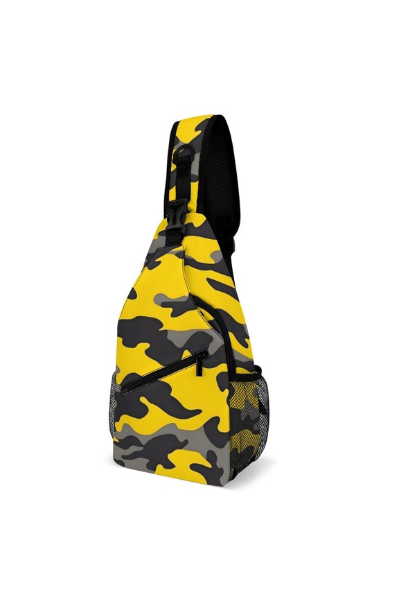 Full Print Chest Bag 815in Outer Large Bag On Both Sides Of Mesh Bag Inside Pocket Design Sponge Pad Shoulder Strap Vector Camouflage Pattern Yellow_1