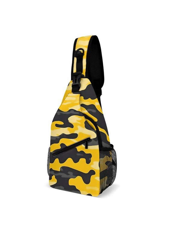 Full Print Chest Bag 815in Outer Large Bag On Both Sides Of Mesh Bag Inside Pocket Design Sponge Pad Shoulder Strap Vector Camouflage Pattern Yellow_3