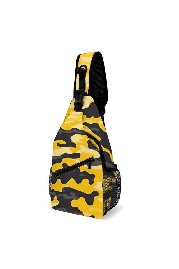 Full Print Chest Bag 815in Outer Large Bag On Both Sides Of Mesh Bag Inside Pocket Design Sponge Pad Shoulder Strap Vector Camouflage Pattern Yellow_3