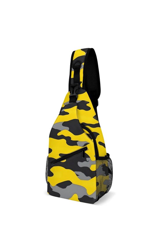 Full Print Chest Bag 815in Outer Large Bag On Both Sides Of Mesh Bag Inside Pocket Design Sponge Pad Shoulder Strap Vector Camouflage Pattern Yellow_4
