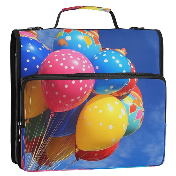 Full-Print Water-Resistant 3-Ring Binder Bag - 34.531.5(9+3)cm - Polyester Material - Ideal for School and Office UseBalloons in The Sky