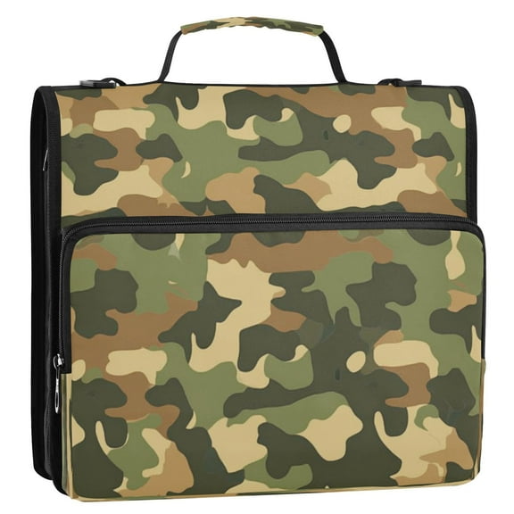 Full-Print Water-Resistant 3-Ring Binder Bag - 34.531.5(9+3)cm - Polyester Material - Ideal for School and Office UseCamoufl