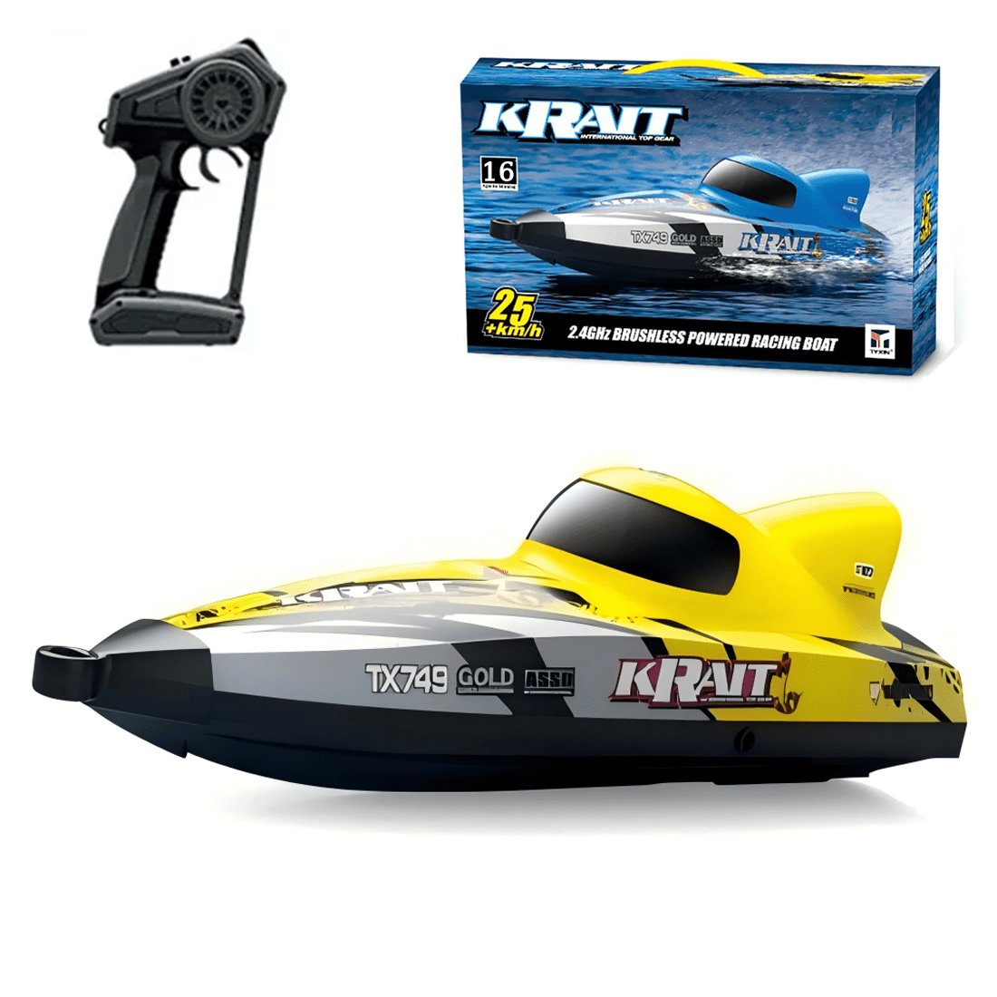 Full Proportional Brushless RC Boat for Adults, Waterproof and Anti Collision Design Electric Remote Control Turbojet Speedboat, High Speed RC Boat Summer Water Play Gifts