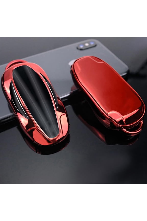 Full Protection Keyless Fit for Tesla Key Fob Cover Fit for Model 3 Fit for Model Y Fit for Model X Fit for Model S Plating TPU Key Fob Case with Keychain