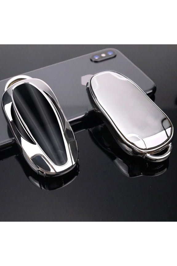 Full Protection Keyless Fit for Tesla Key Fob Cover Fit for Model 3 Fit for Model Y Fit for Model X Fit for Model S Plating TPU Key Fob Case with Keychain