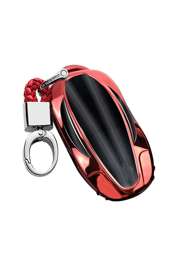 Full Protection Keyless Fit for Tesla Key Fob Cover Fit for Model 3 Fit for Model Y Fit for Model X Fit for Model S Plating TPU Key Fob Case with Keychain