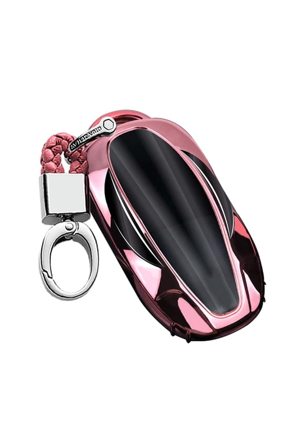 Full Protection Keyless Fit for Tesla Key Fob Cover Fit for Model 3 Fit for Model Y Fit for Model X Fit for Model S Plating TPU Key Fob Case with Keychain
