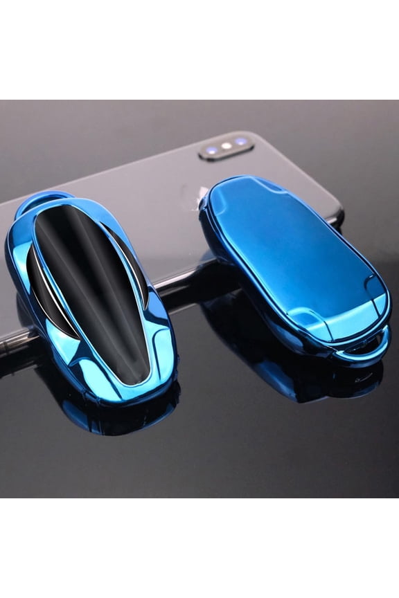 Full Protection Keyless Fit for Tesla Key Fob Cover Fit for Model 3 Fit for Model Y Fit for Model X Fit for Model S Plating TPU Key Fob Case with Keychain
