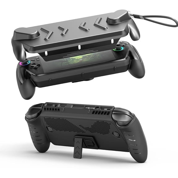 Full Protective Case Cover Compatible with ASUS ROG Xbox Ally/Ally X, Protective Case with Detachable Front Shell, Frosted Anti-Slip Handheld Design-Black