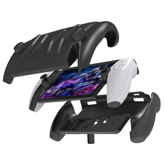 Full Protective Case for Playstation Portal - Detachable Front Shell Cover Case for PS Portal Remote Player - Anti-Slip TPU Protector Case for PS5 Portal with Built-it Kickstand (Black)