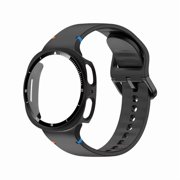 Full Protective Hard PC Cover for Samsung Galaxy Watch 8 Silicone Bracelets and Built-in Glass Screen Protective Film