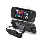 Full Protective Shockproof Case for Steam Deck, Back Shell Case Cover Compatible with Steam Deck with Foldable Kickstand, Screen Protector, Shoulder Strap