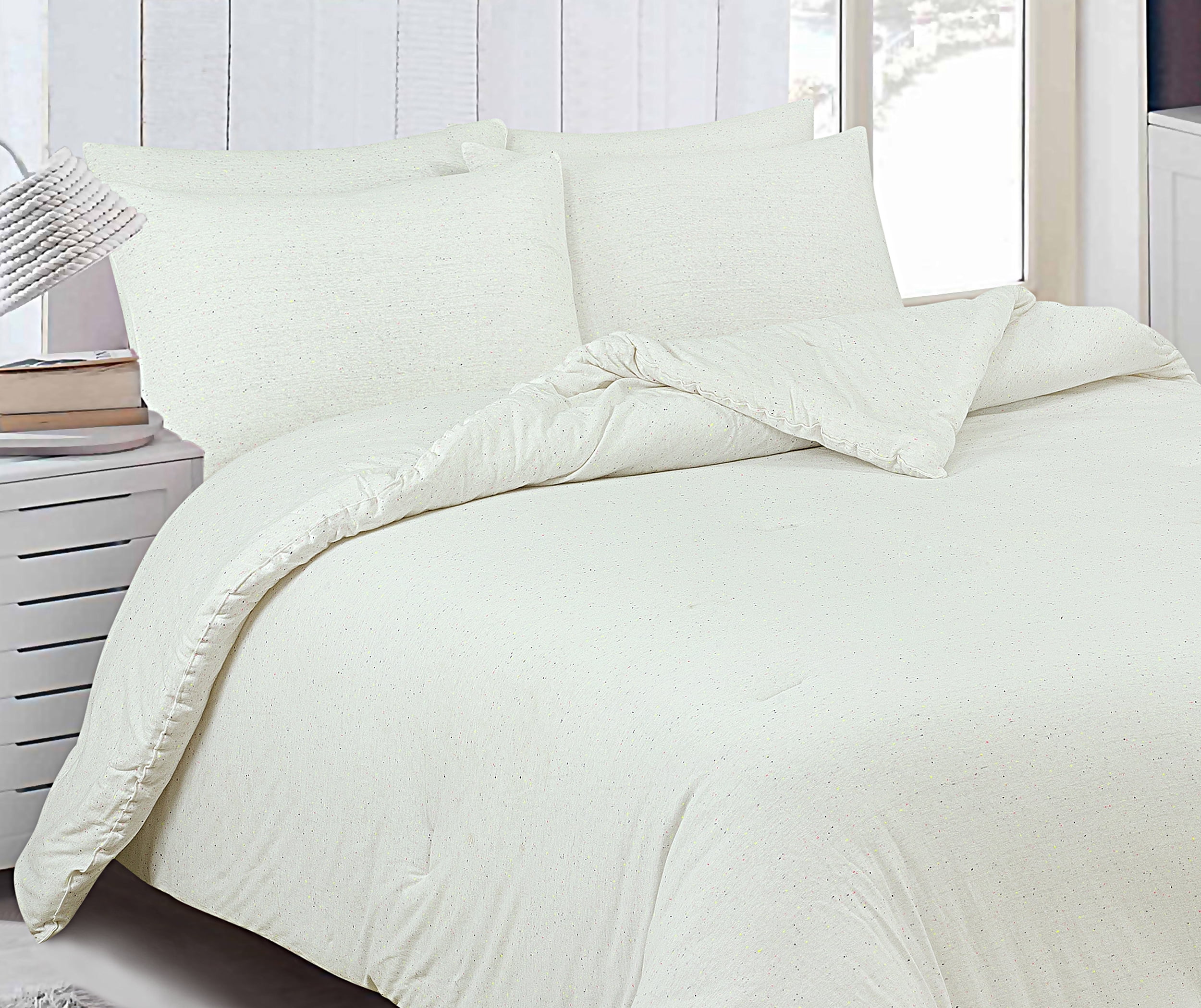 Full/Queen 3-Piece Comforter Set, Confetti Super Soft Cotton Rich Jersey Knit