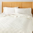 Full/Queen Checkerboard Stitch Quilt Cream & Hand with Magnolia