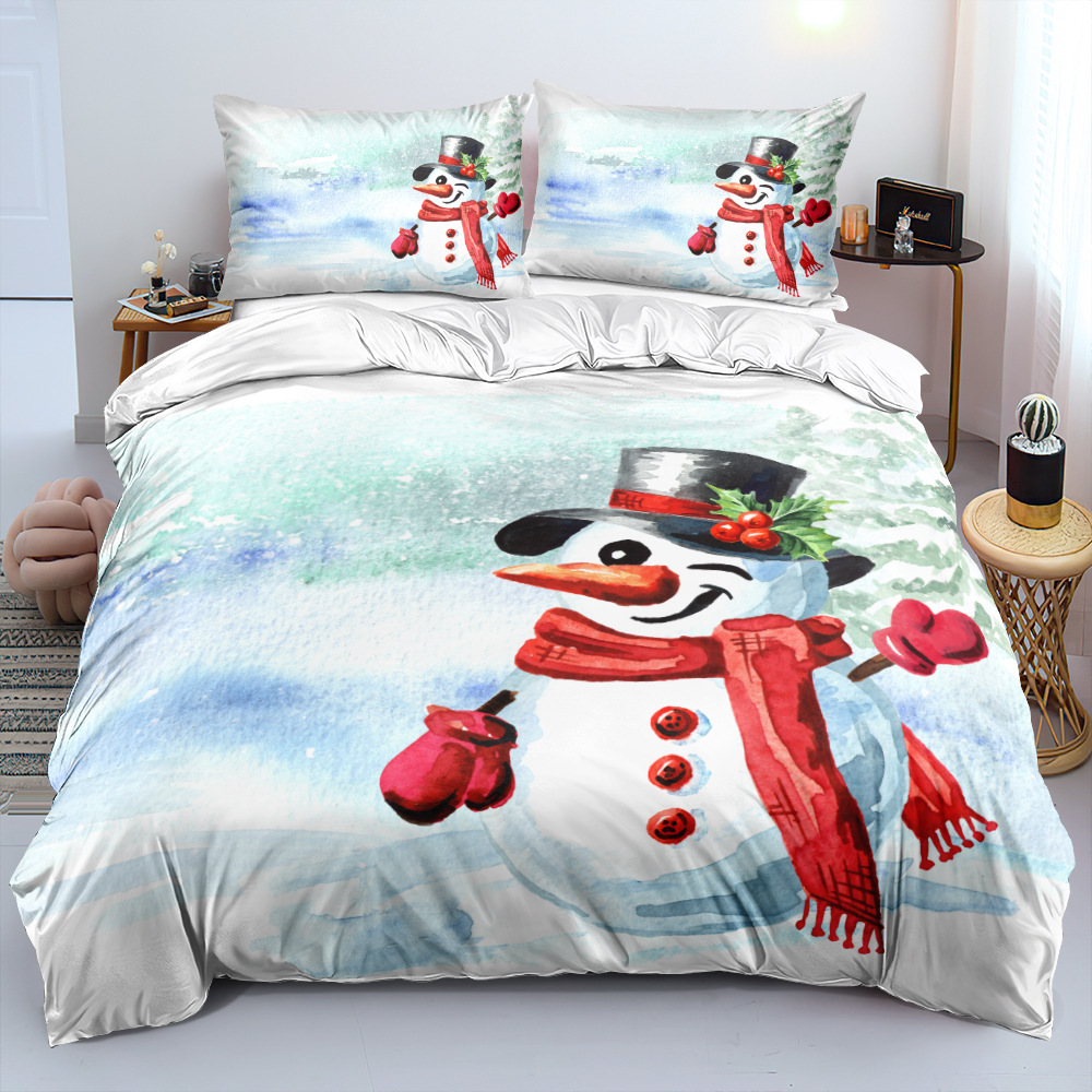 Full/Queen Christmas Bedding Sets Christmas Deer Snowman Snowflake