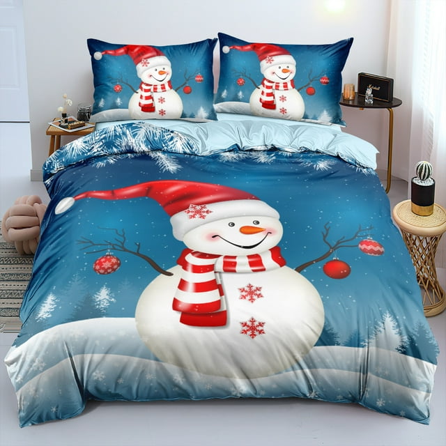 Full/Queen Christmas Bedding Sets Christmas Deer Snowman Snowflake