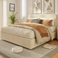 thumbnail image 1 of Full/Queen/King Size  Bed Frame with 4 Storage Drawers, Platform Bed Frame with Upholstered Channel Tufted Wingback Headboard, Strong Wooden Slats Support, No Box Spring Needed, 1 of 8