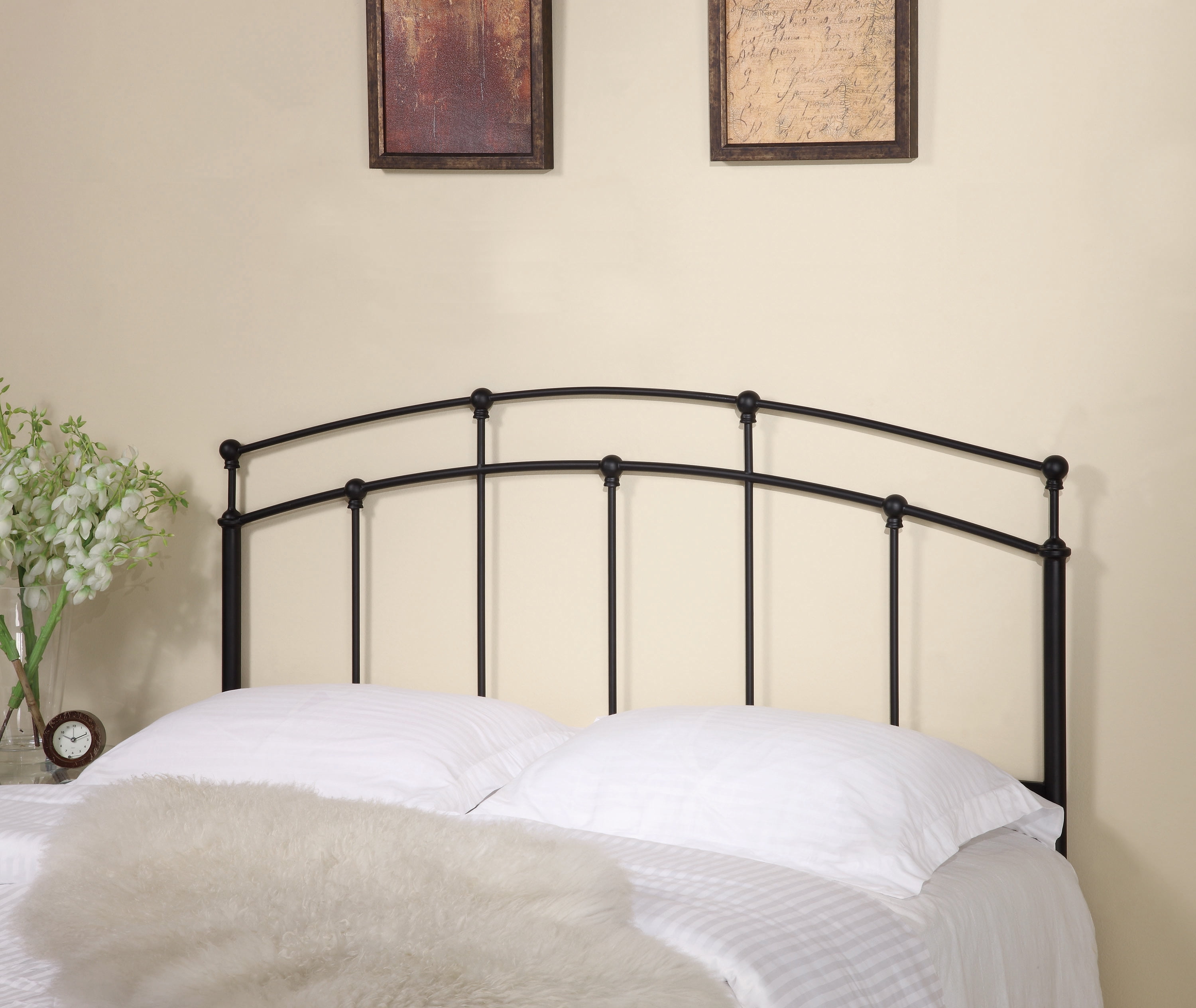 Full Queen Metal Arched Headboard Black